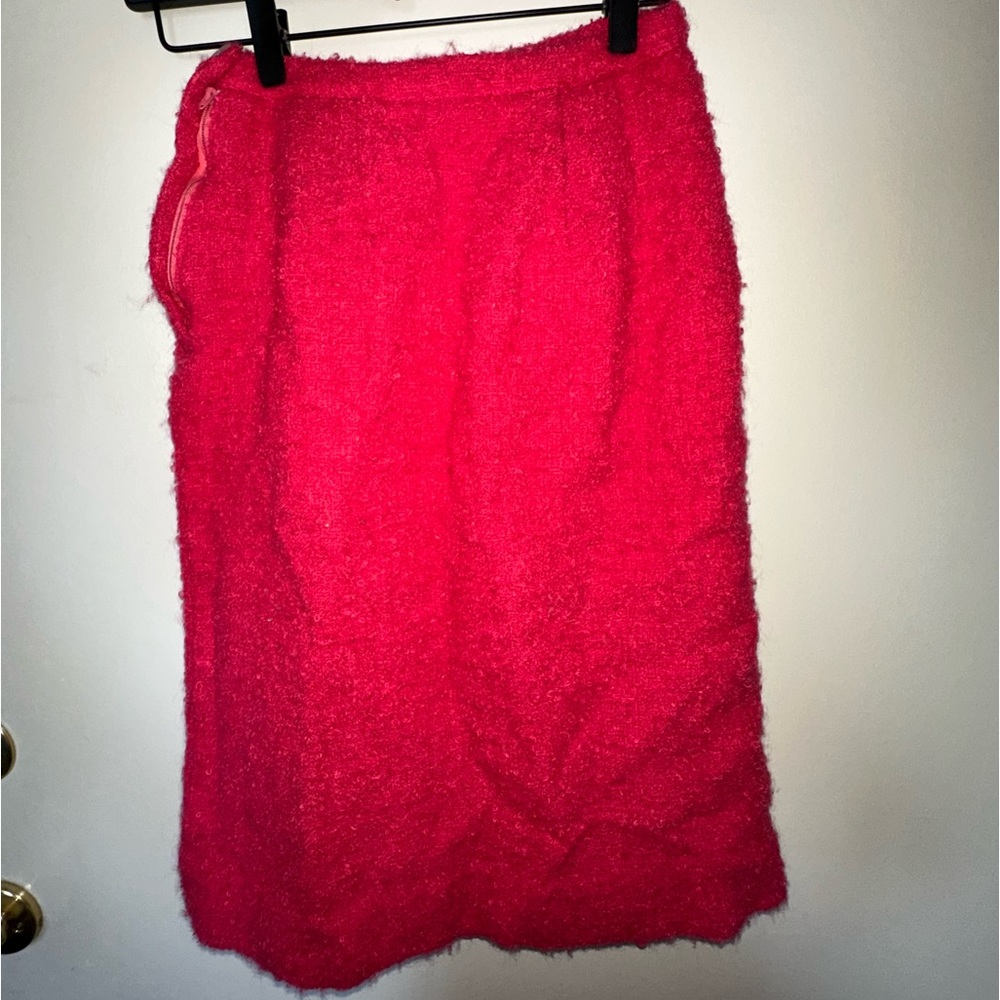 Hot pink wool midi skirt